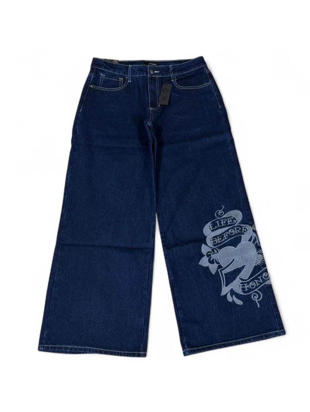 ED HARDY wide leg tiger print denim jeans - Picture 3 of 8